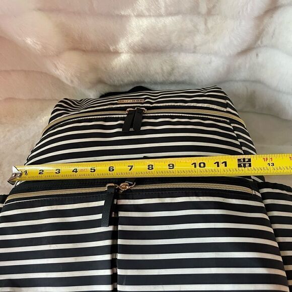 SKIP HOP FLATIRON DIAPER BACKPACK BLACK-WHITE STRIPES gold tone hardwares. - Picture 7 of 13
